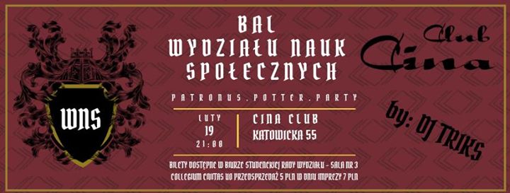 ★ Bal Wydziału Nauk Społecznych ★ ☛ 19.02 - Wtorek ☛ Cina Club