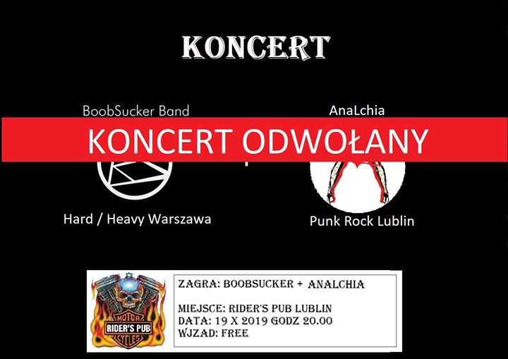 Odwołany Koncert BoobSucker + AnaLchia