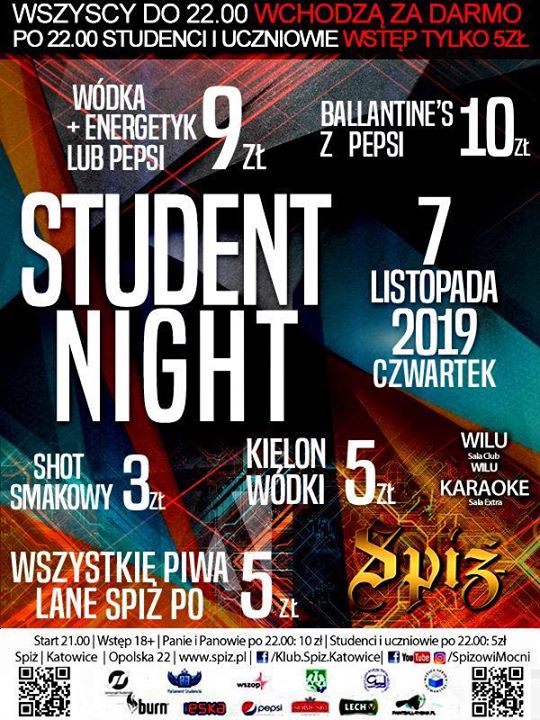 Student Night - czwartek 7 listopada 2019