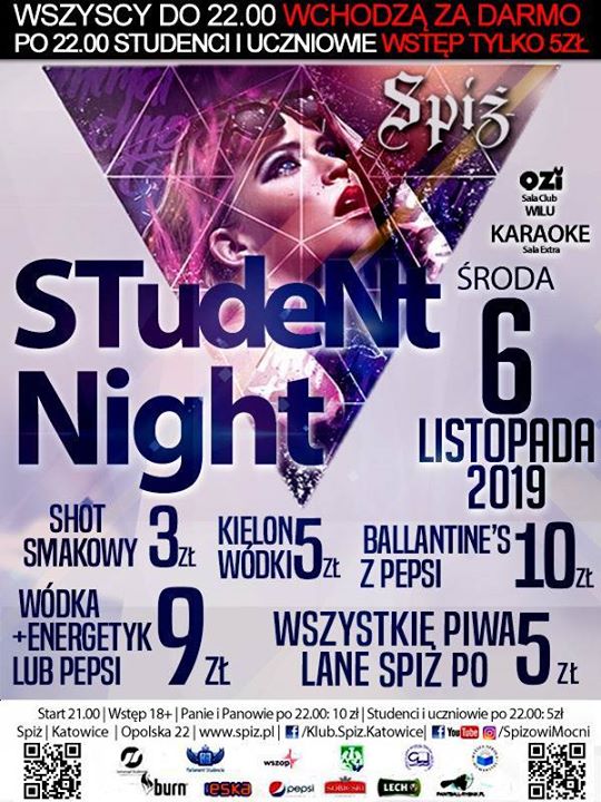 Student Night - środa 6 listopada 2019